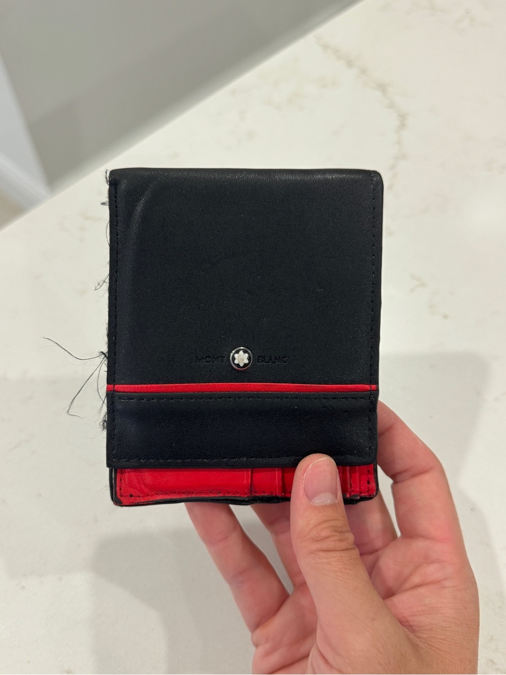 Mont Blanc Black and Red Leather Card Holder Wallet
